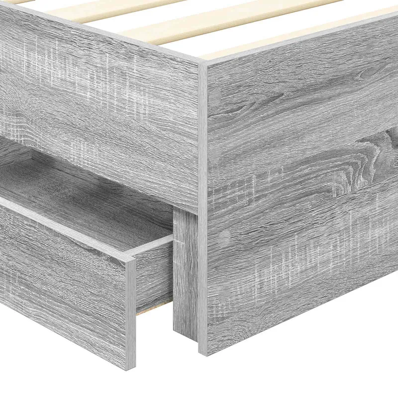 Bed Frame with Drawer Grey Sonoma 90 x 190 cm Engineer Wood