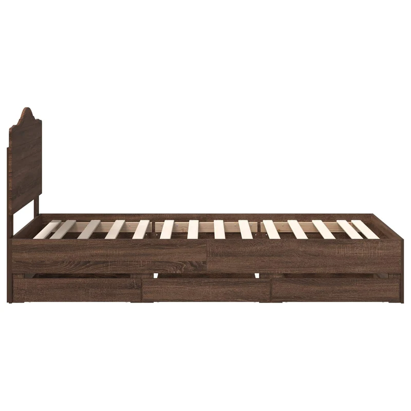Bed Frame with Drawer Brown Oak 90 x 190 cm Engineer Wood