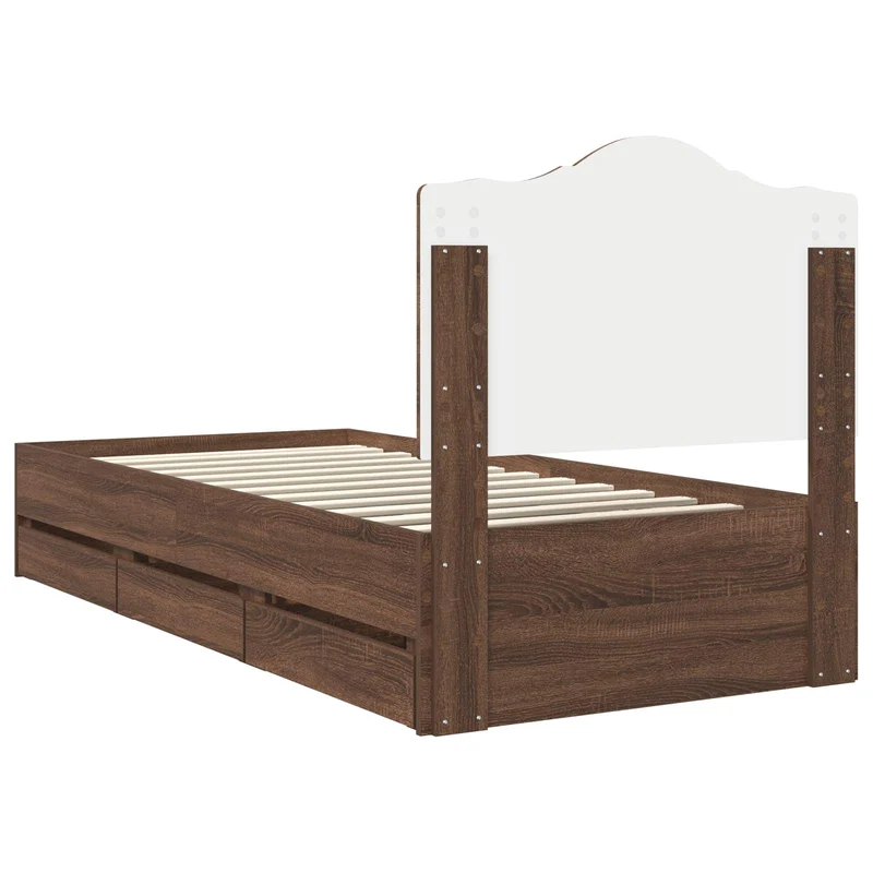Bed Frame with Drawer Brown Oak 90 x 190 cm Engineer Wood