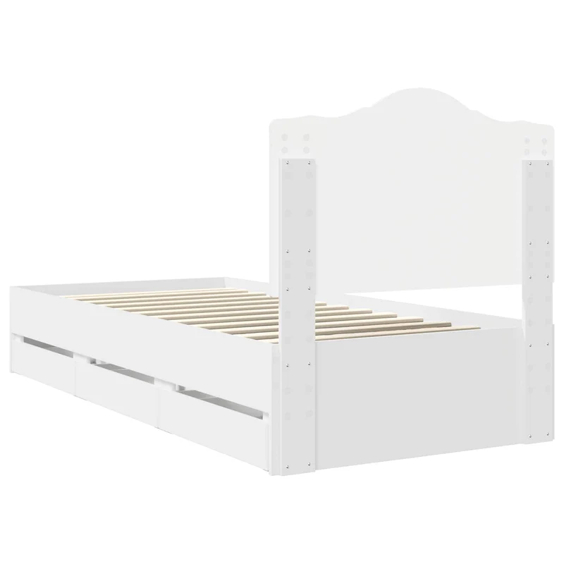 Bed Frame with Drawer White 75 x 190 cm Engineer Wood