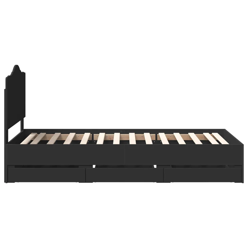 Bed Frame with Drawer Black 75 x 190 cm Engineer Wood