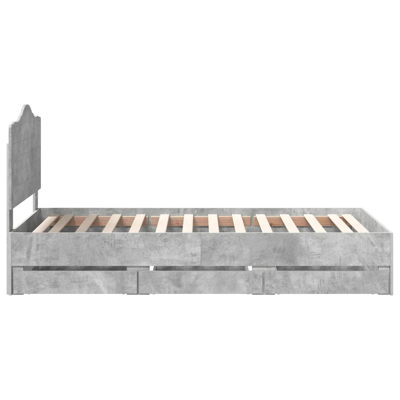 Bed Frame with Drawer Concrete Grey 75 x 190 cm Engineer Wood