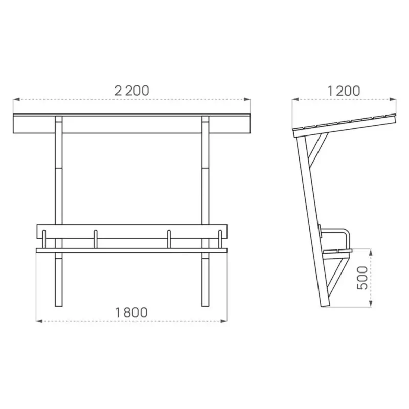 Banc en bois avec ombrelle Londre