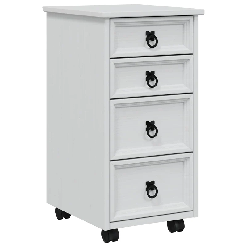 Rolling Cabinet with Drawers CORONA White