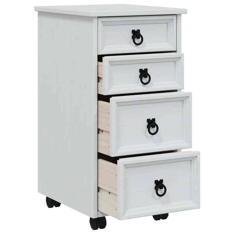 Rolling Cabinet with Drawers CORONA White
