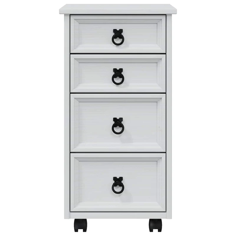 Rolling Cabinet with Drawers CORONA White