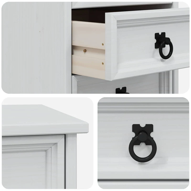 Rolling Cabinet with Drawers CORONA White