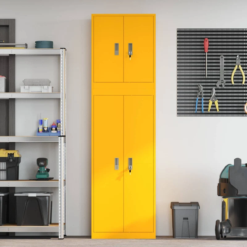 Storage Cabinet 2 pcs Mustard Yellow 60 x 40 x 210 cm Steel