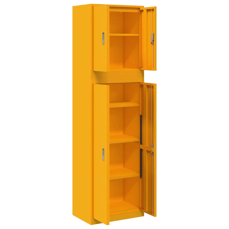 Storage Cabinet 2 pcs Mustard Yellow 60 x 40 x 210 cm Steel