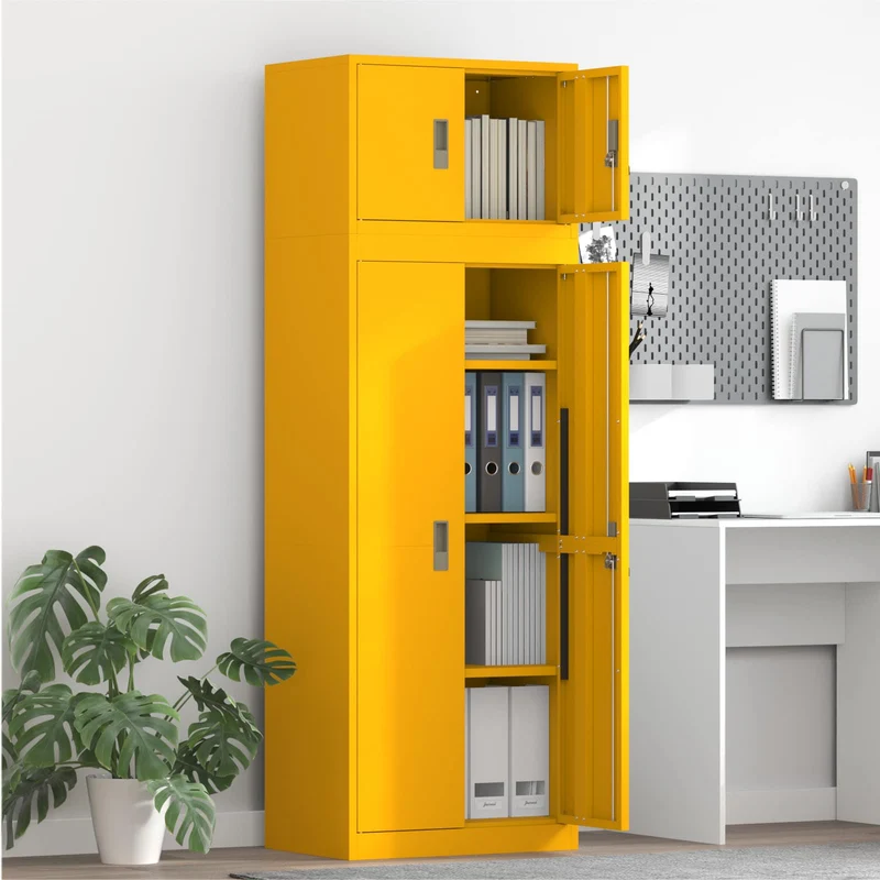 Storage Cabinet 2 pcs Mustard Yellow 60 x 40 x 180 cm Steel