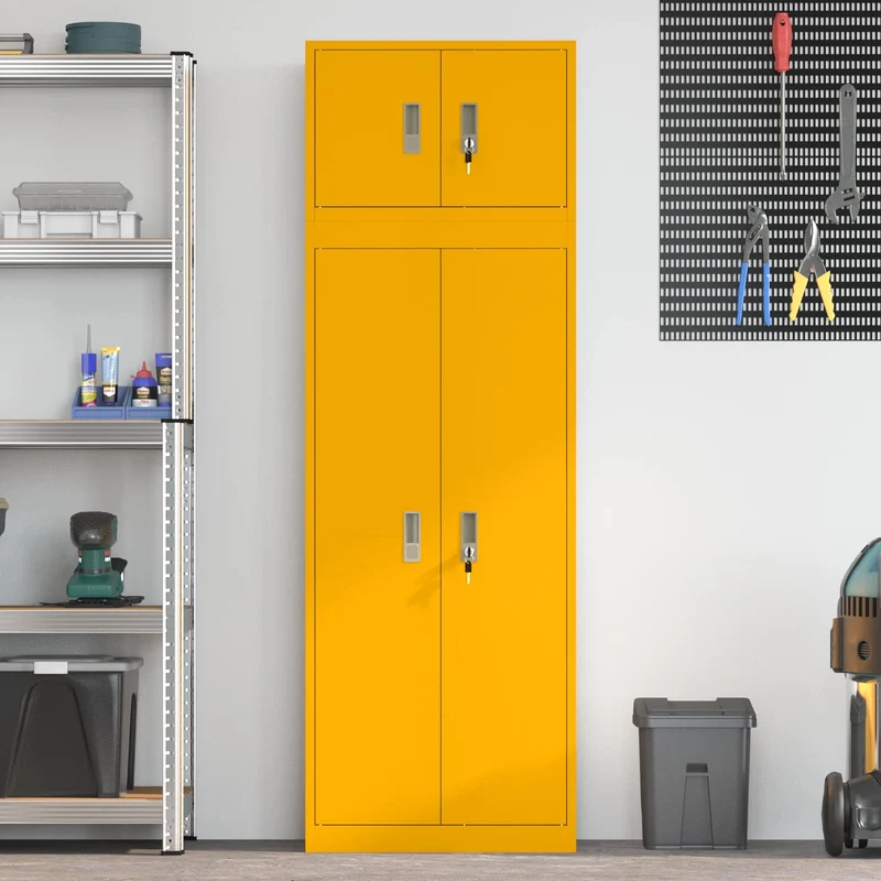 Storage Cabinet 2 pcs Mustard Yellow 60 x 40 x 180 cm Steel