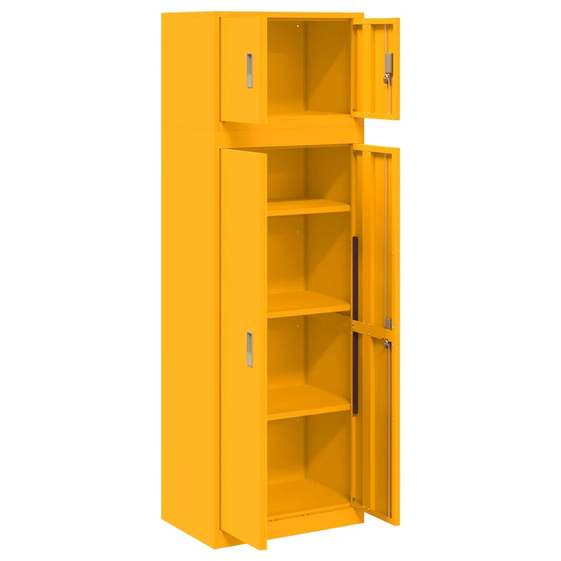 Storage Cabinet 2 pcs Mustard Yellow 60 x 40 x 180 cm Steel