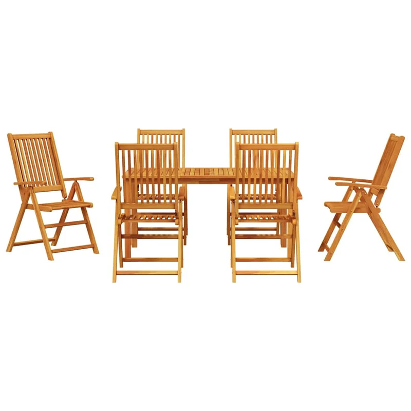 Garden Dining Set 7 pcs Brown Solid Acacia Wood