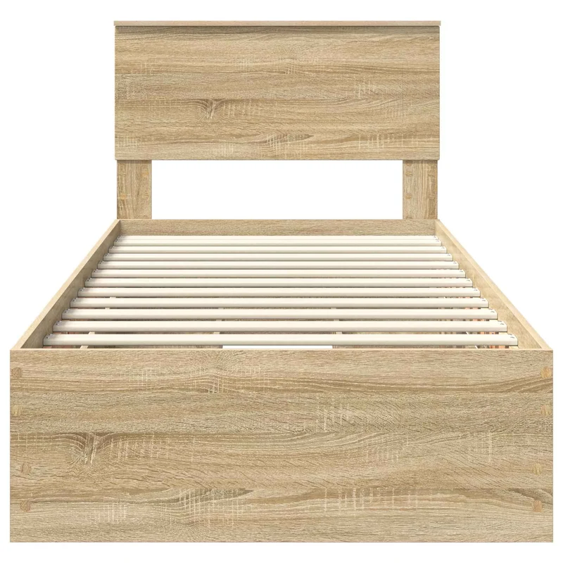 Bed Frame with Drawer Sonoma Oak 75 x 190 cm Engineer Wood