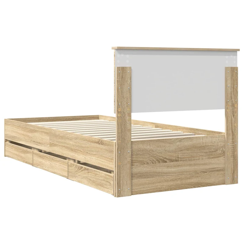 Bed Frame with Drawer Sonoma Oak 75 x 190 cm Engineer Wood