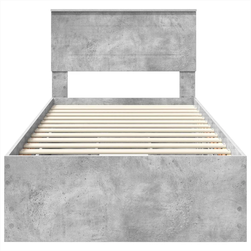 Bed Frame with Drawer Concrete Grey 75 x 190 cm Engineer Wood