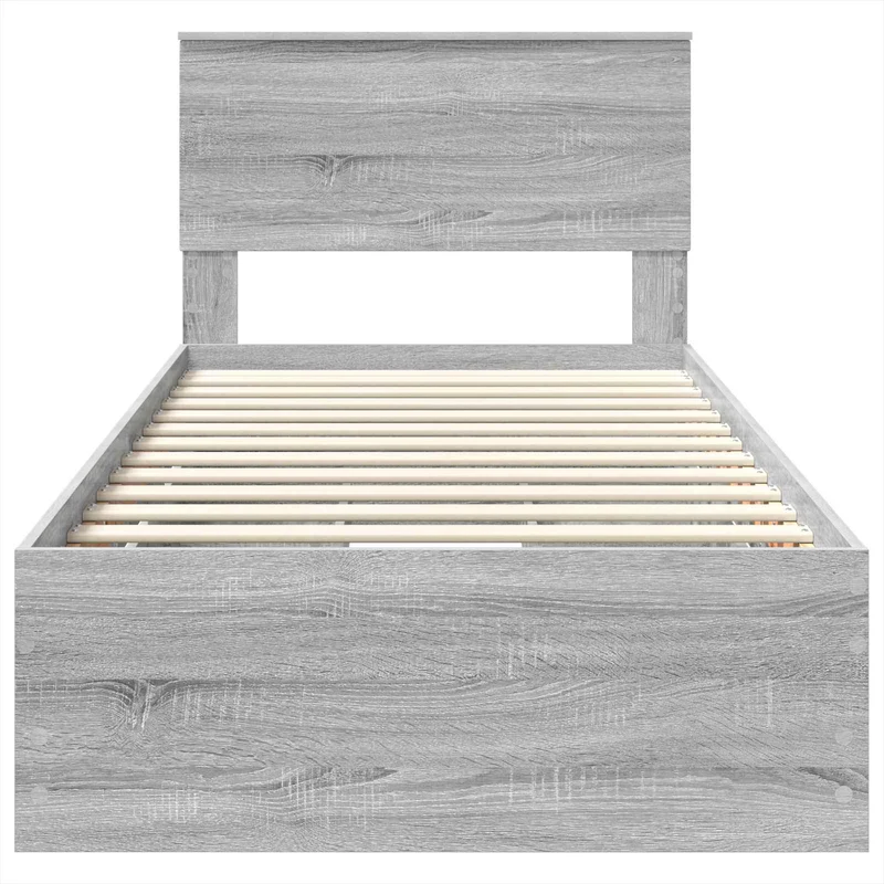 Bed Frame with Drawer Grey Sonoma 75 x 190 cm Engineer Wood