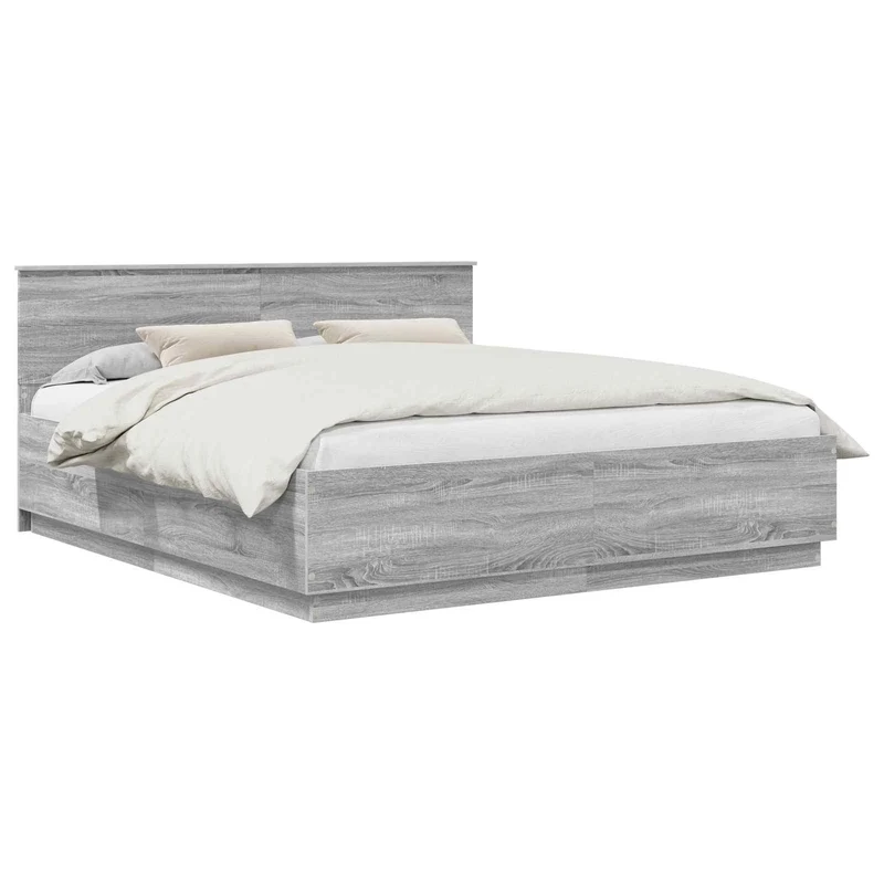 Bed Frame Grey Sonoma 200 x 200 cm Engineered Wood