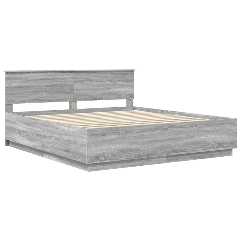 Bed Frame Grey Sonoma 200 x 200 cm Engineered Wood