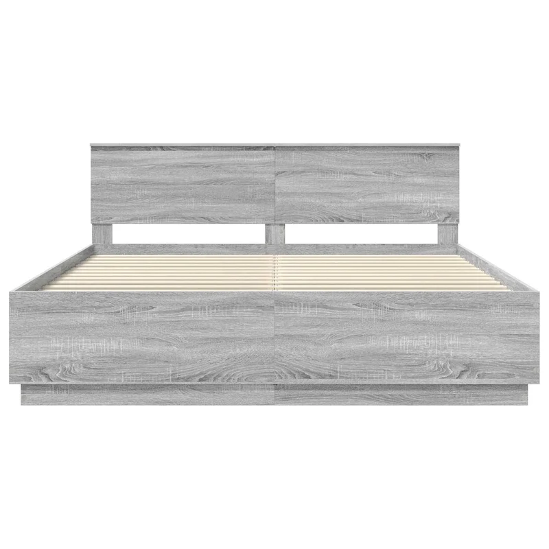 Bed Frame Grey Sonoma 200 x 200 cm Engineered Wood
