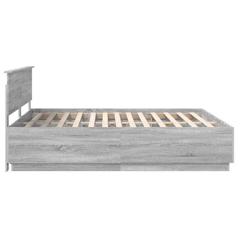 Bed Frame Grey Sonoma 200 x 200 cm Engineered Wood