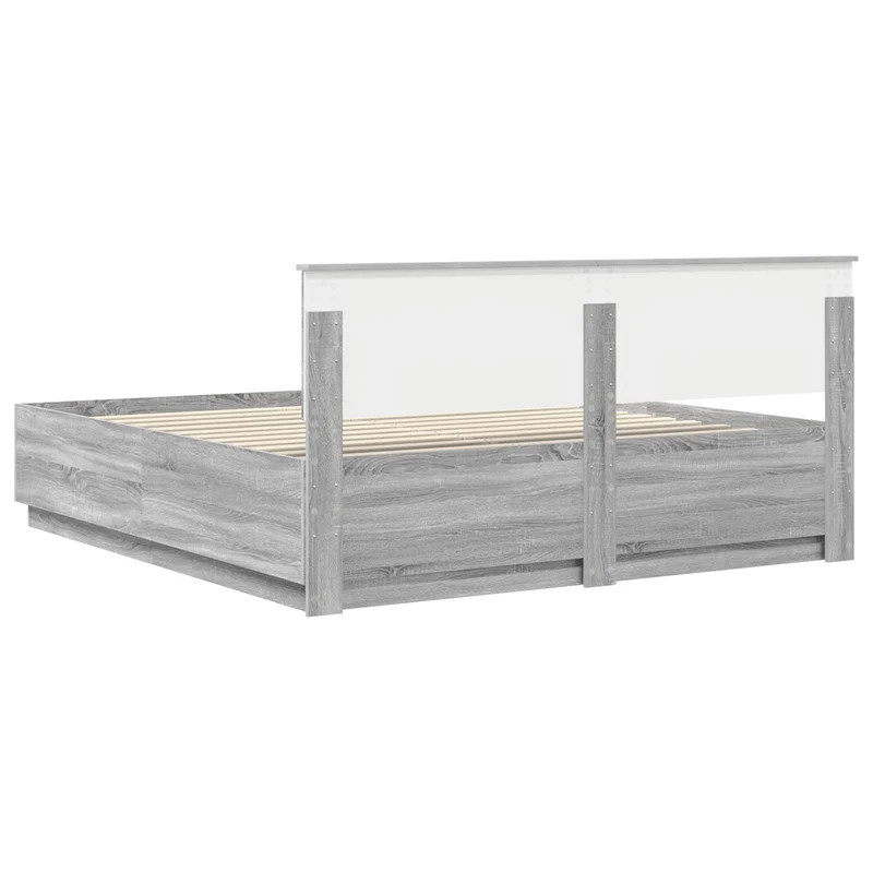 Bed Frame Grey Sonoma 200 x 200 cm Engineered Wood