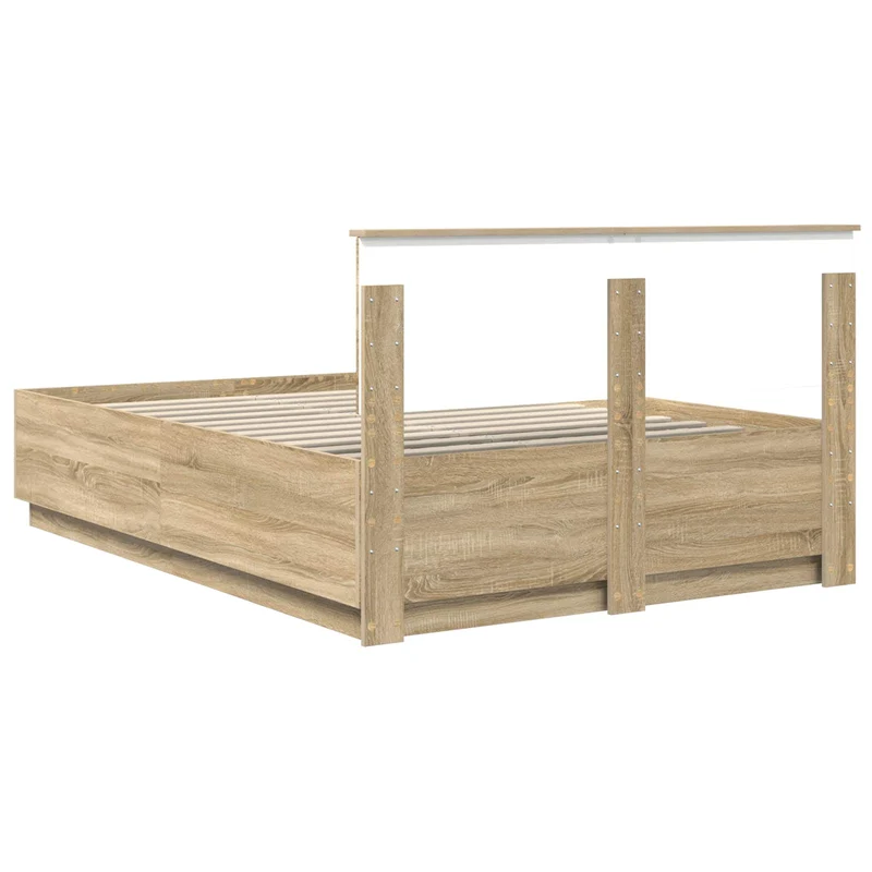 Bed Frame Sonoma Oak 160 x 200 cm Engineered Wood