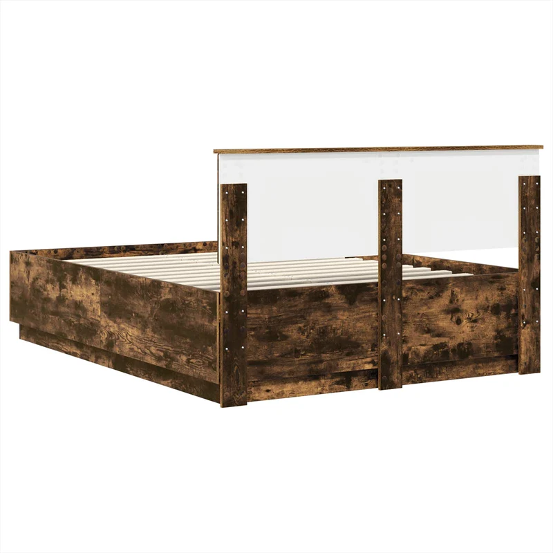 Bed Frame Smoked Oak 160 x 200 cm Engineered Wood