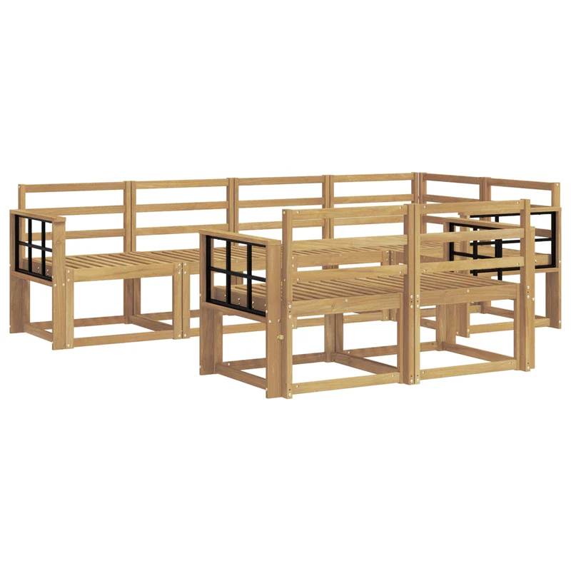 Outdoor Sofa Set 7 pcs White Solid Acacia Wood