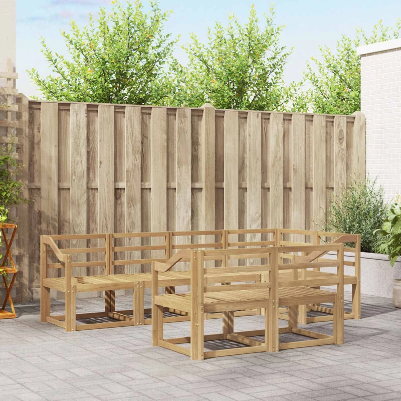 Outdoor Sofa Set 7 pcs White Solid Acacia Wood