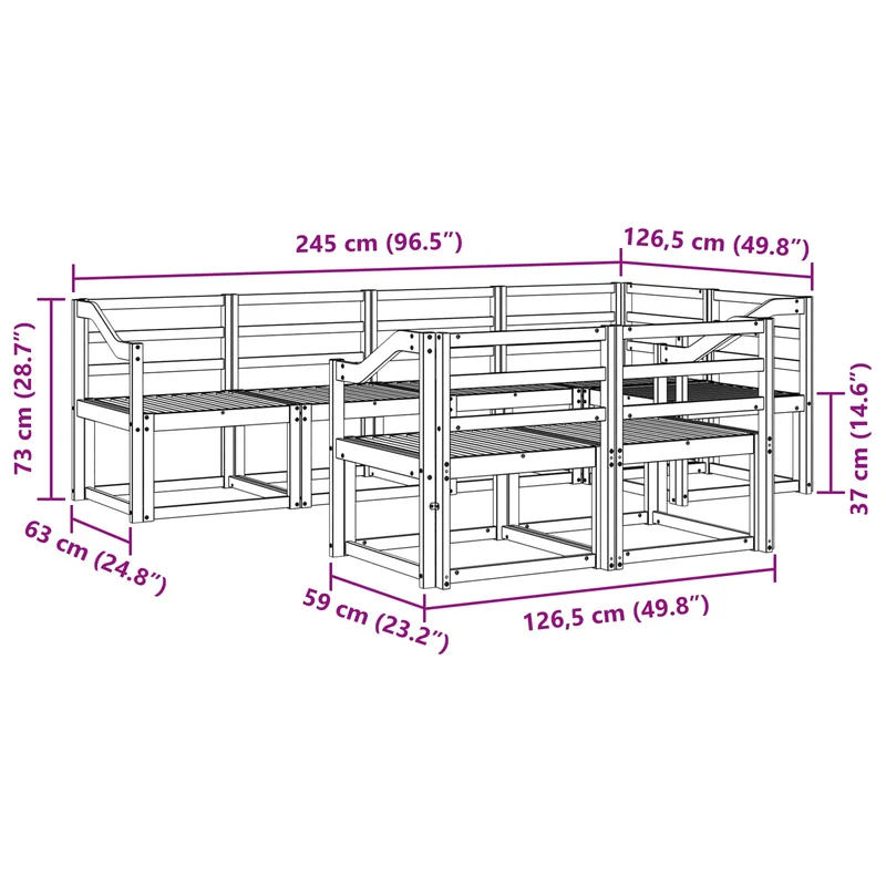 Outdoor Sofa Set 7 pcs White Solid Acacia Wood