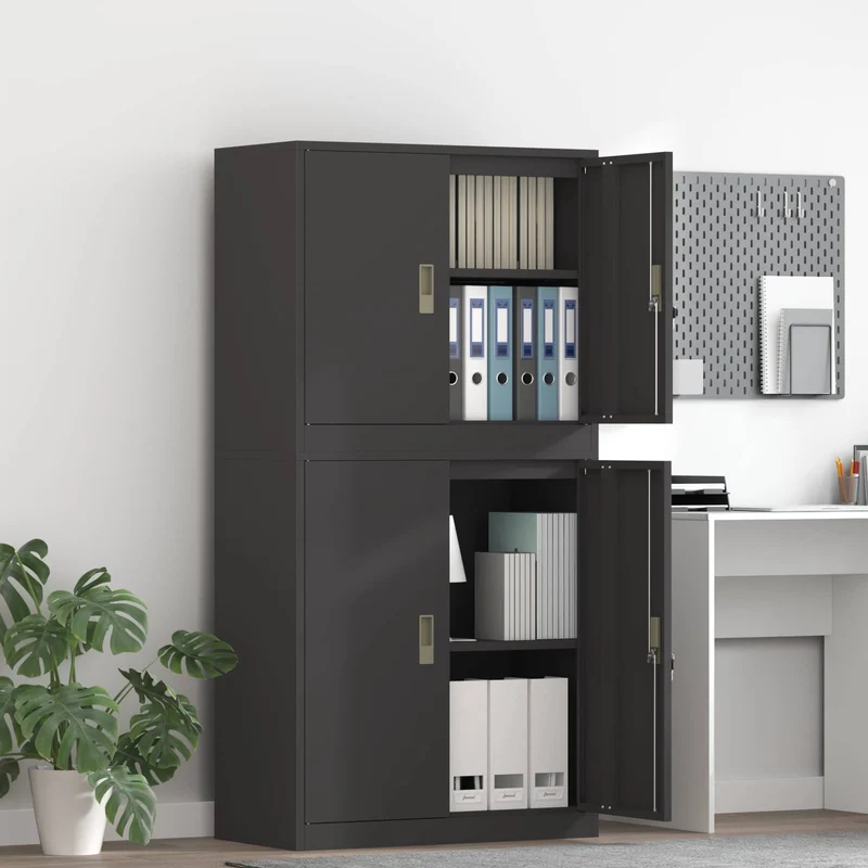 Storage Cabinet 2 pcs Black 80 x 40 x 160 cm Steel Lockable