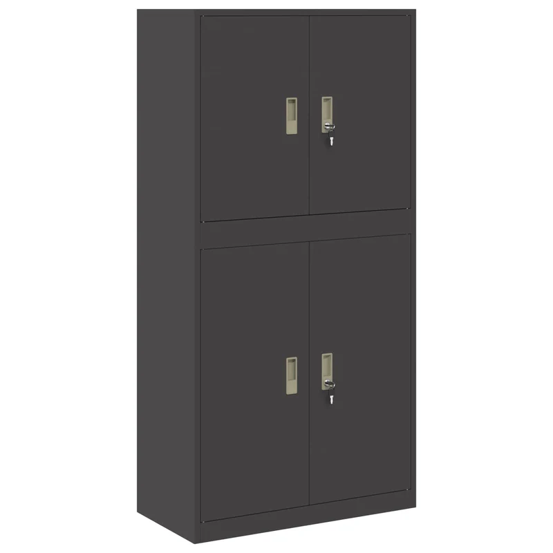 Storage Cabinet 2 pcs Black 80 x 40 x 160 cm Steel Lockable