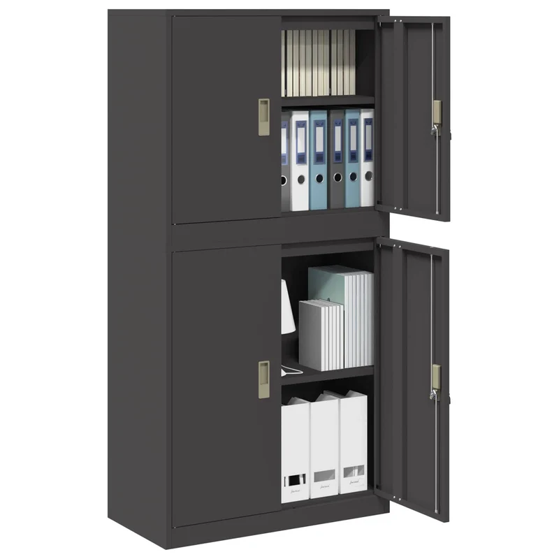Storage Cabinet 2 pcs Black 80 x 40 x 160 cm Steel Lockable