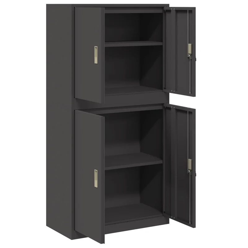 Storage Cabinet 2 pcs Black 80 x 40 x 160 cm Steel Lockable