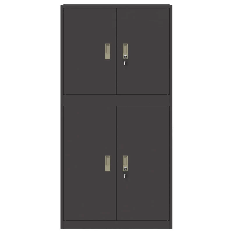 Storage Cabinet 2 pcs Black 80 x 40 x 160 cm Steel Lockable
