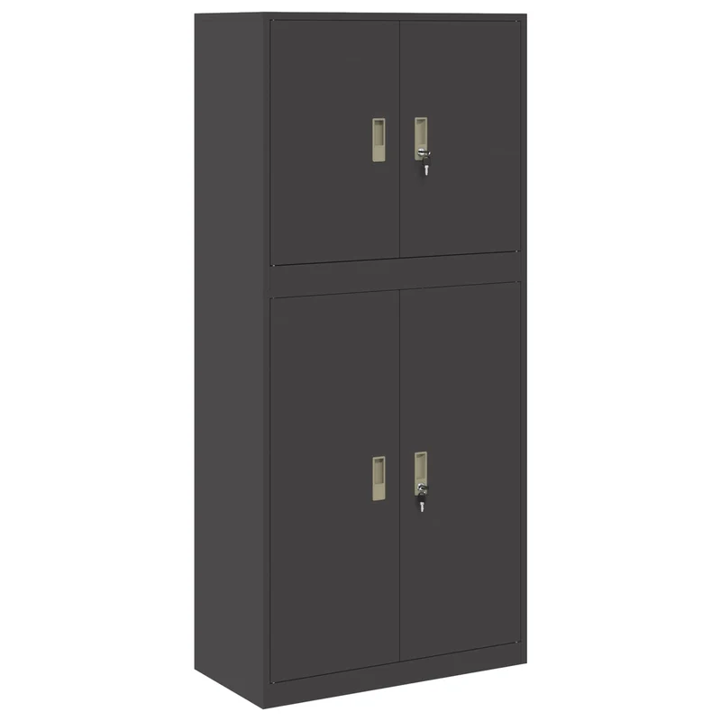 Storage Cabinet 2 pcs Black 80 x 40 x 175 cm Steel Lockable