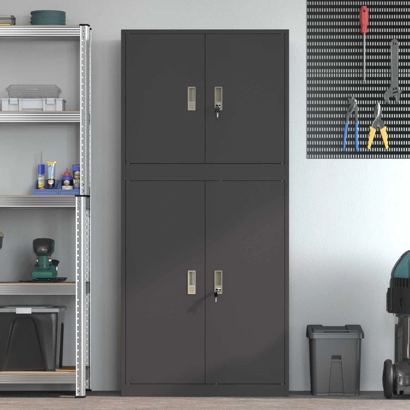 Storage Cabinet 2 pcs Black 80 x 40 x 175 cm Steel Lockable