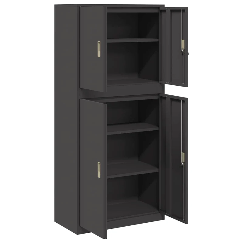 Storage Cabinet 2 pcs Black 80 x 40 x 175 cm Steel Lockable
