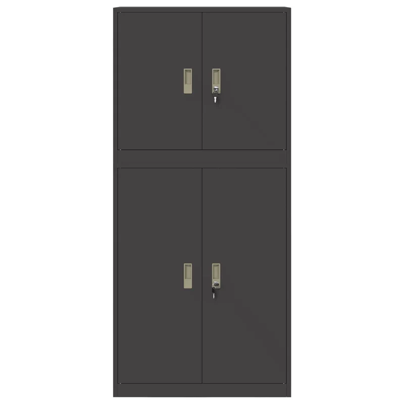 Storage Cabinet 2 pcs Black 80 x 40 x 175 cm Steel Lockable