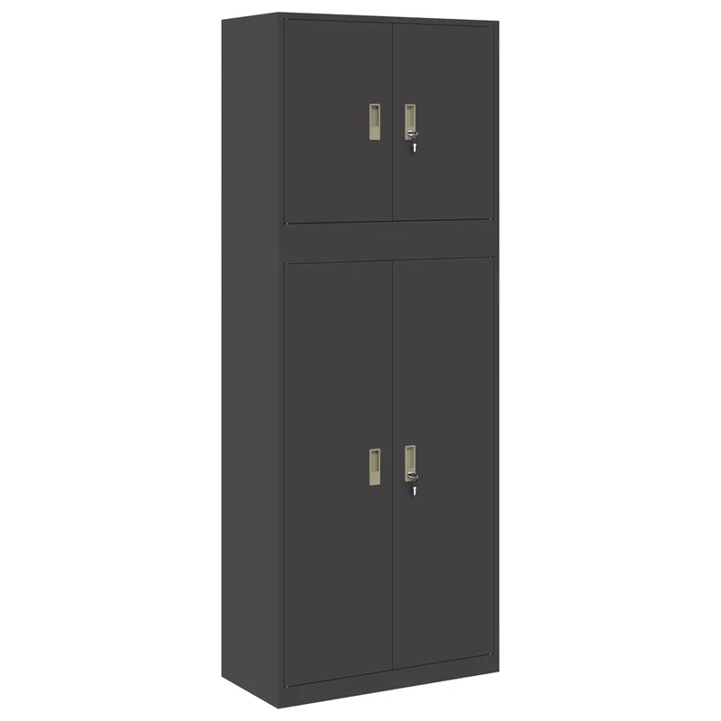 Storage Cabinet 2 pcs Black 80 x 40 x 210 cm Steel Lockable