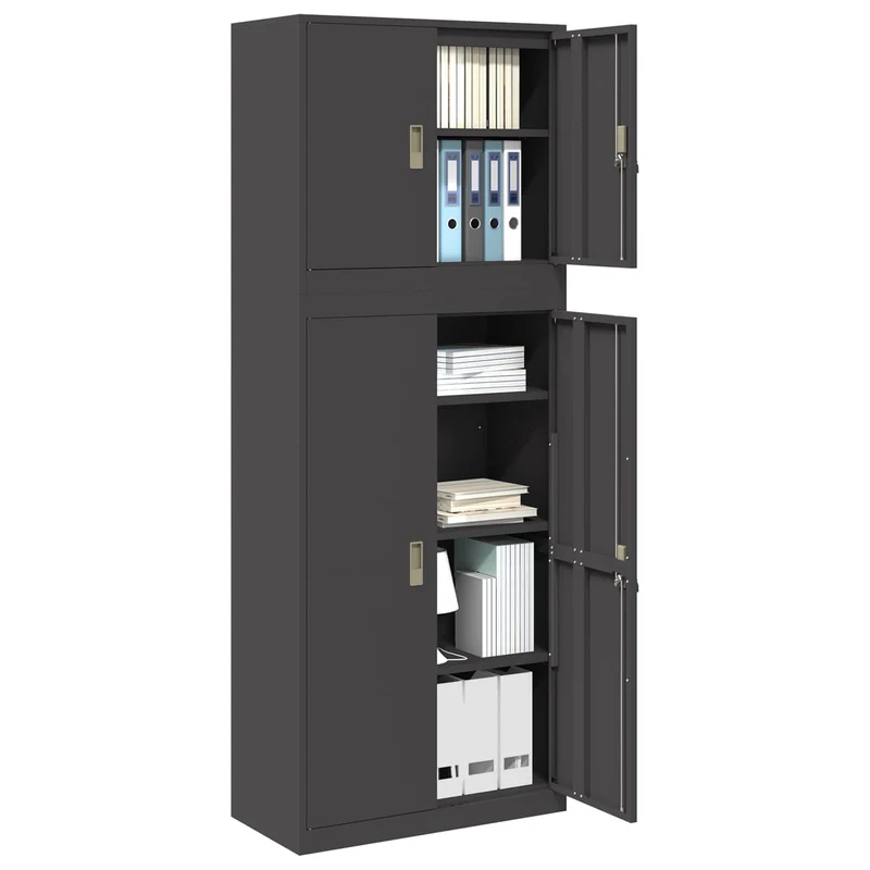Storage Cabinet 2 pcs Black 80 x 40 x 210 cm Steel Lockable
