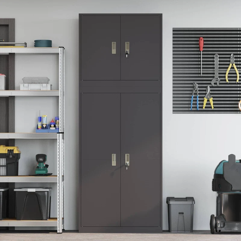 Storage Cabinet 2 pcs Black 80 x 40 x 210 cm Steel Lockable