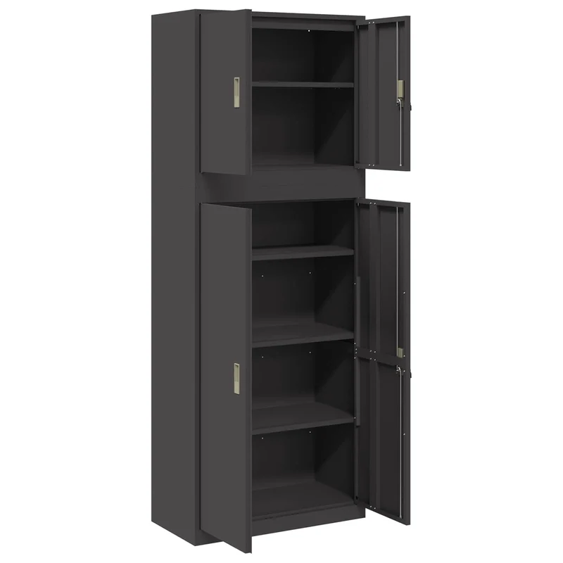 Storage Cabinet 2 pcs Black 80 x 40 x 210 cm Steel Lockable