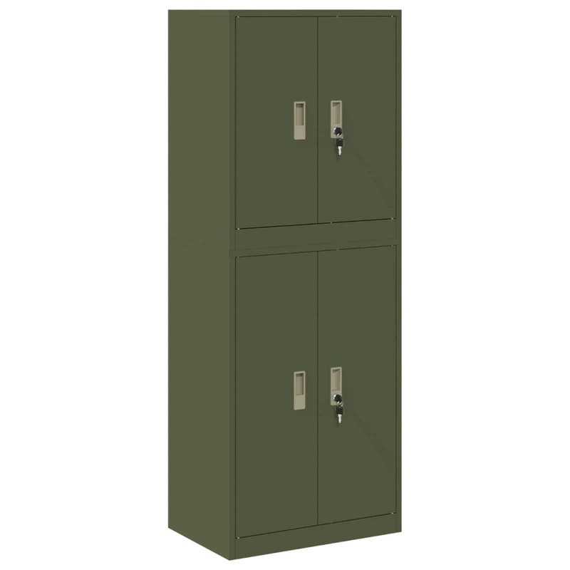 Storage Cabinet 2 pcs Olive Green 60 x 40 x 160 cm Steel