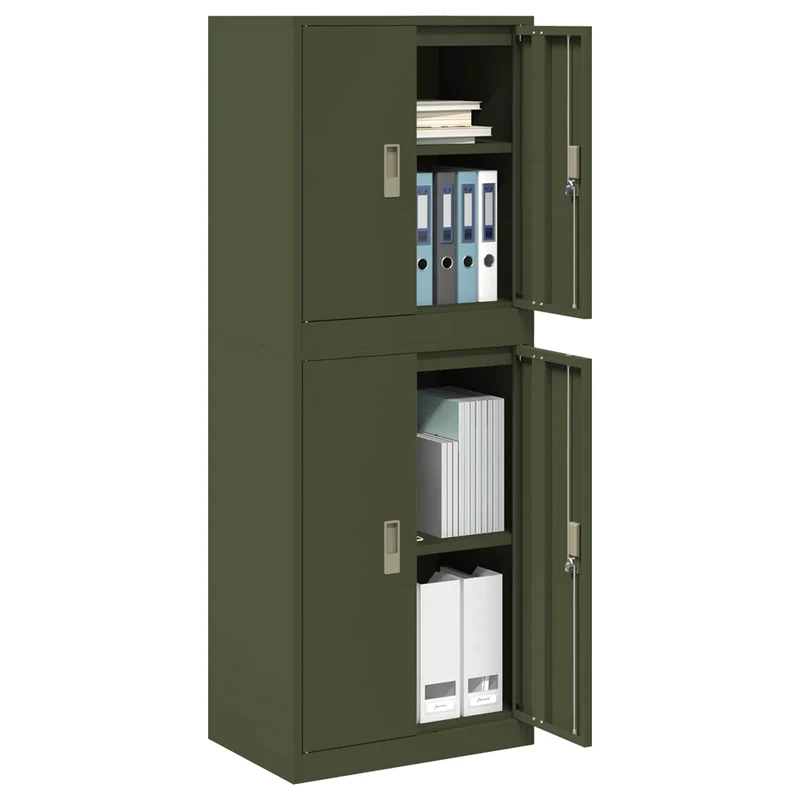Storage Cabinet 2 pcs Olive Green 60 x 40 x 160 cm Steel