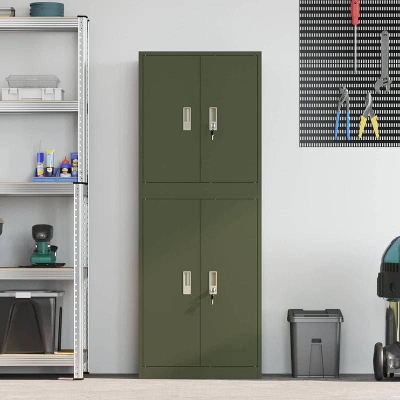 Storage Cabinet 2 pcs Olive Green 60 x 40 x 160 cm Steel