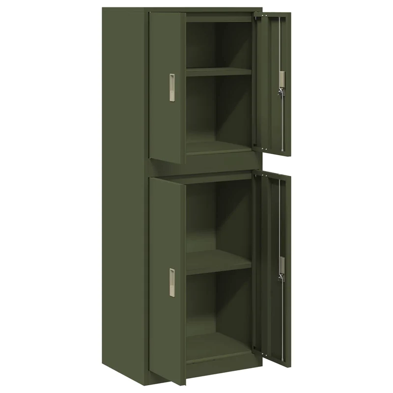 Storage Cabinet 2 pcs Olive Green 60 x 40 x 160 cm Steel