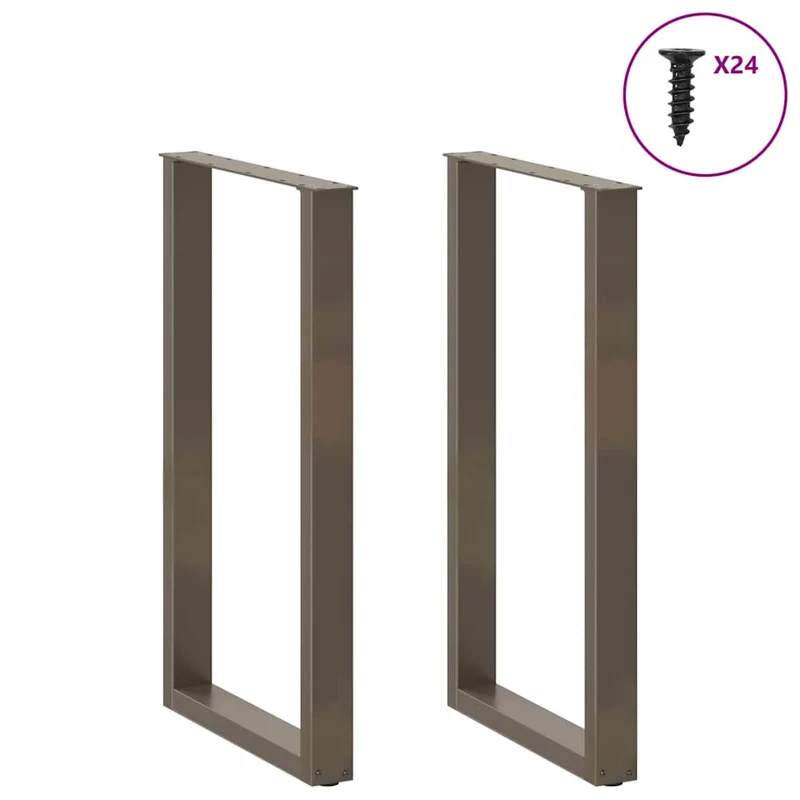 Bar Table Legs U-Shaped 2 pcs Natural Steel 60x(100-101) cm Steel
