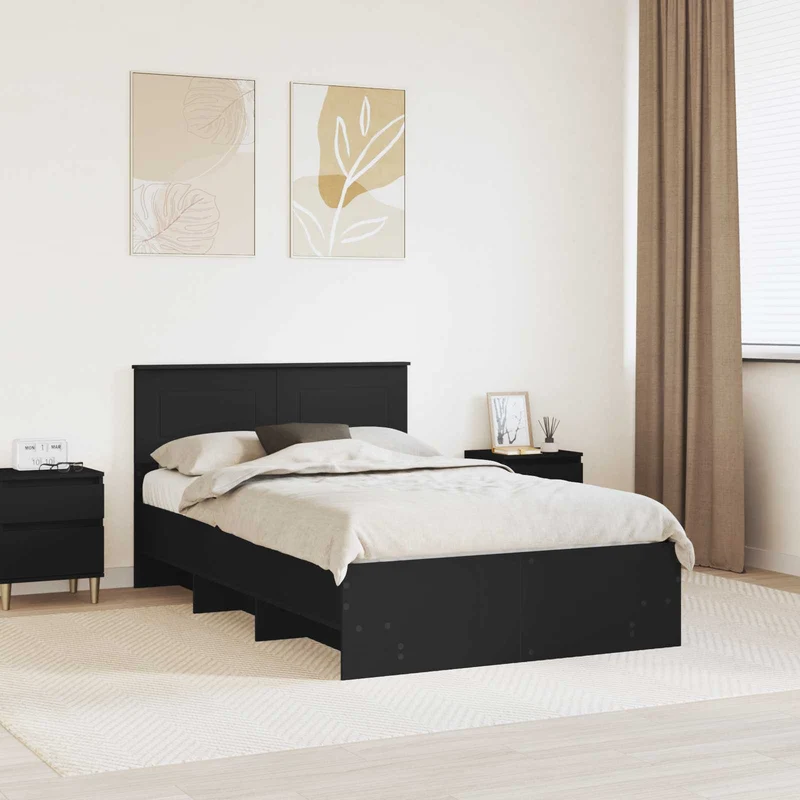 Bed Frame Black 120 x 190 cm Engineered Wood